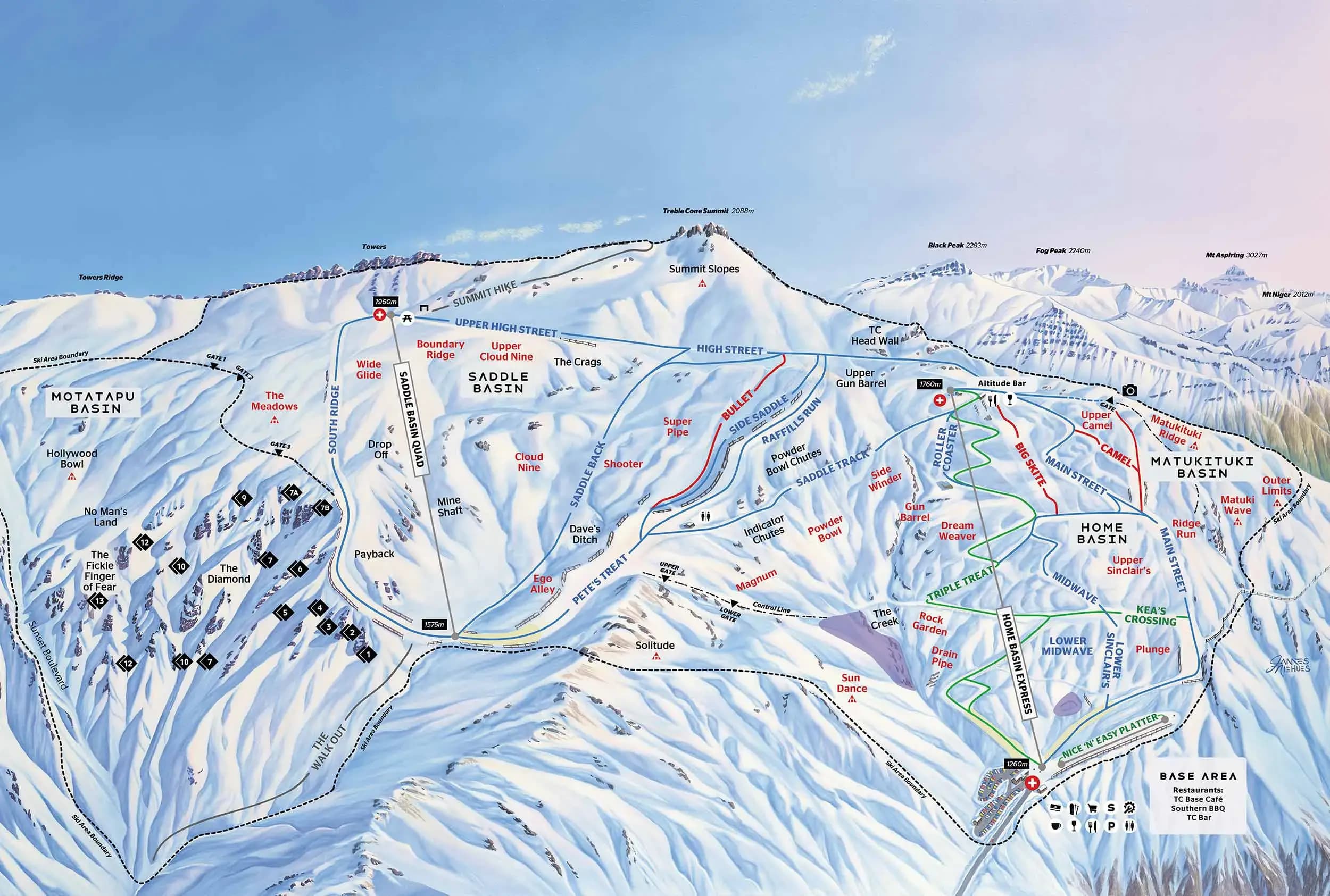 Treble Cone trail map.